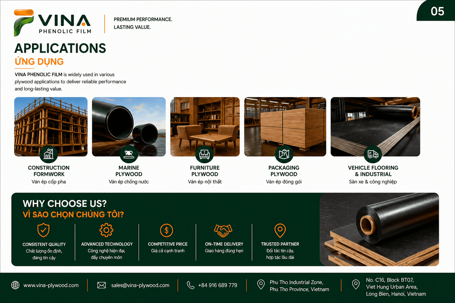 Applications of VINA Phenolic Film